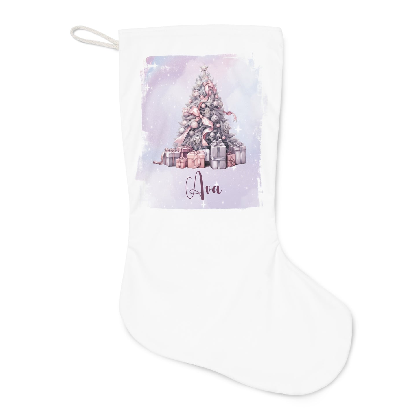 Personalised Santa Stocking, Purple Christmas Tree