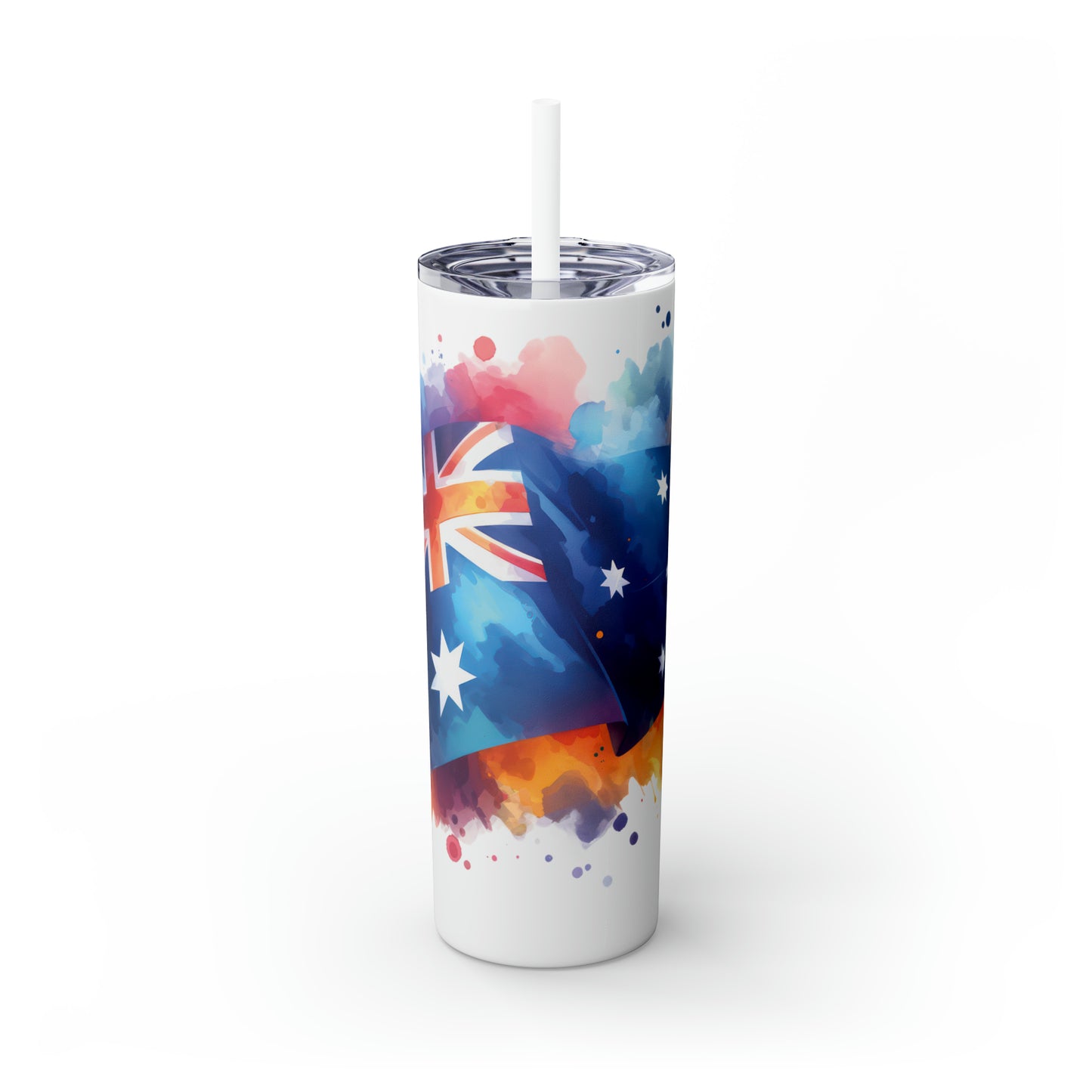 Skinny Tumbler with Straw, 20oz, Australian Flag, awd-1336