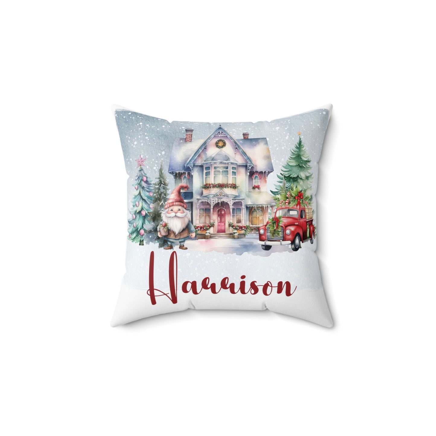 Personalised Christmas Cushion, Polyester Square Cushion, Christmas House cushion