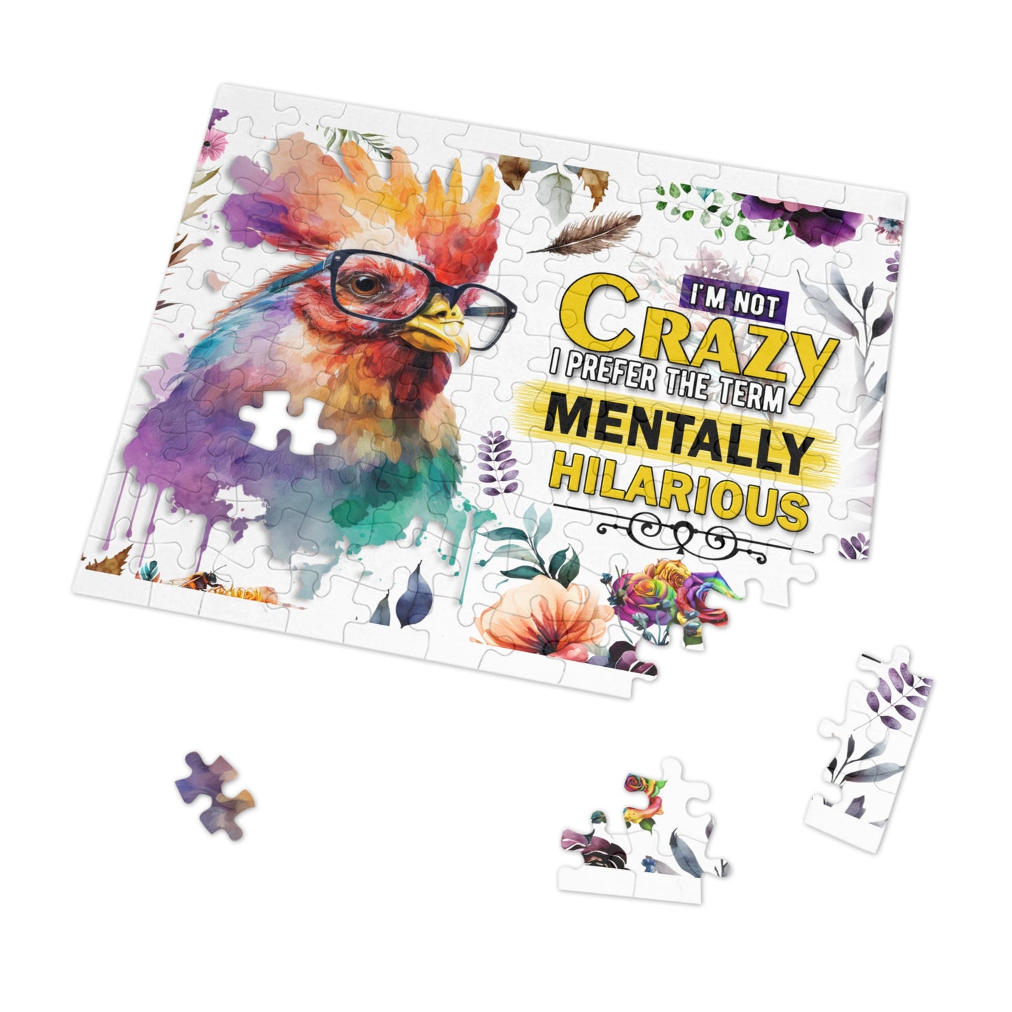 Puzzle, Chicken/Rooster, I am not Crazy I prefer the term Mentally Hilarious, Personalised/Non-Personalised (30, 110, 252, 500,1000-Piece) awd-641