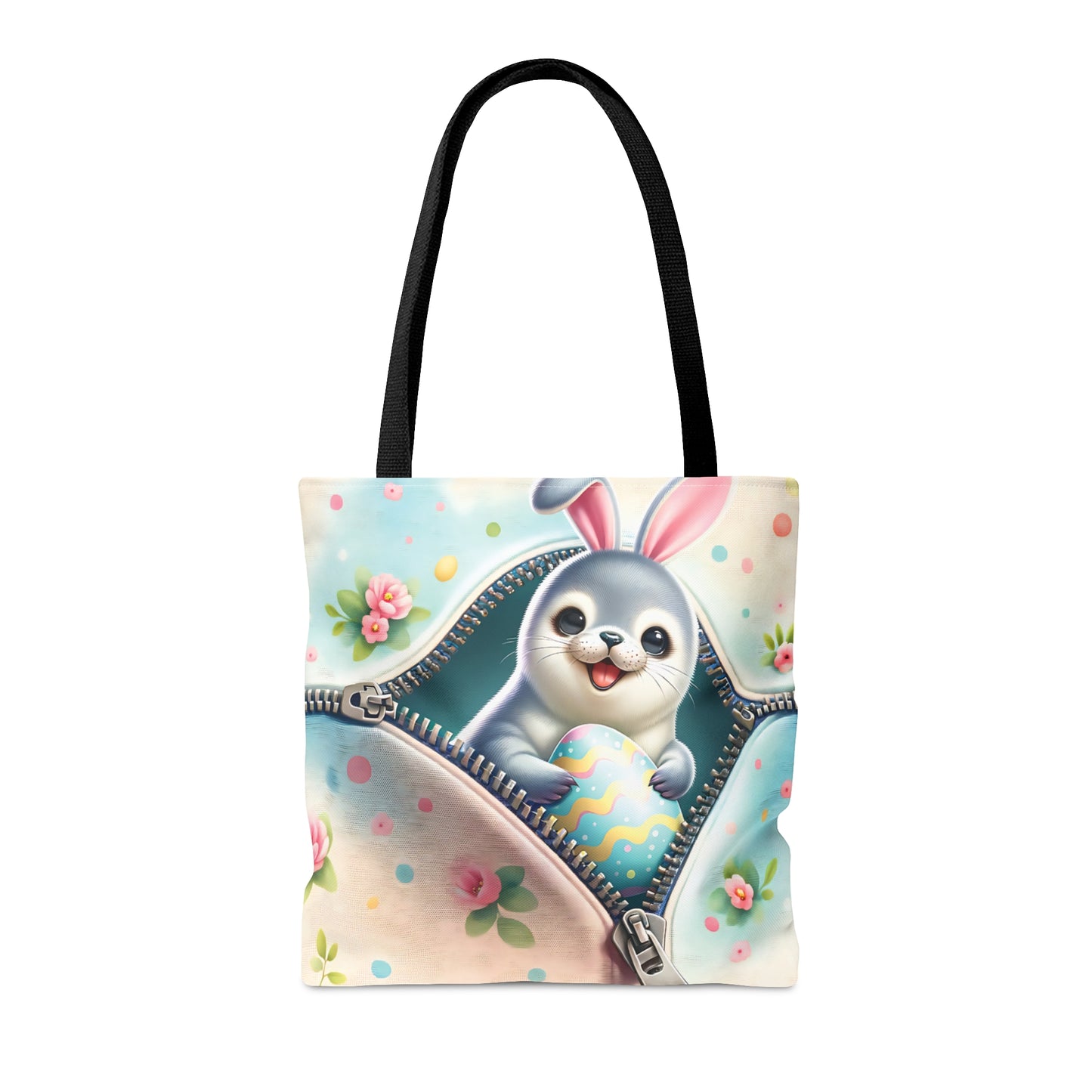 Tote Bag, Easter, Cute Seal with bunny ears, Personalised/Non-Personalised Tote bag