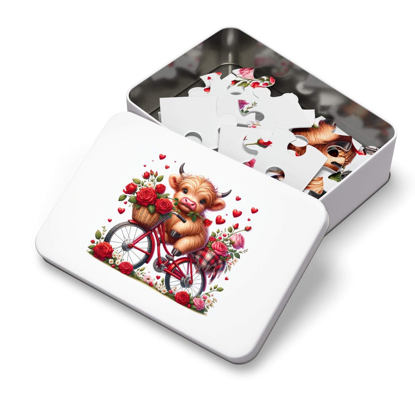 Puzzle, Highland Cow on Bike, Personalised/Non-Personalised (30, 110, 252, 500,1000-Piece) awd-612