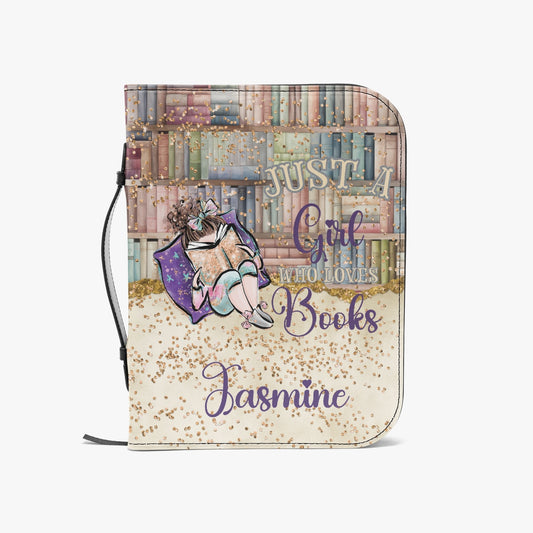 Book Cover/Bible Cover, Just a Girl who Loves Books, Brunette Hair, Personalised