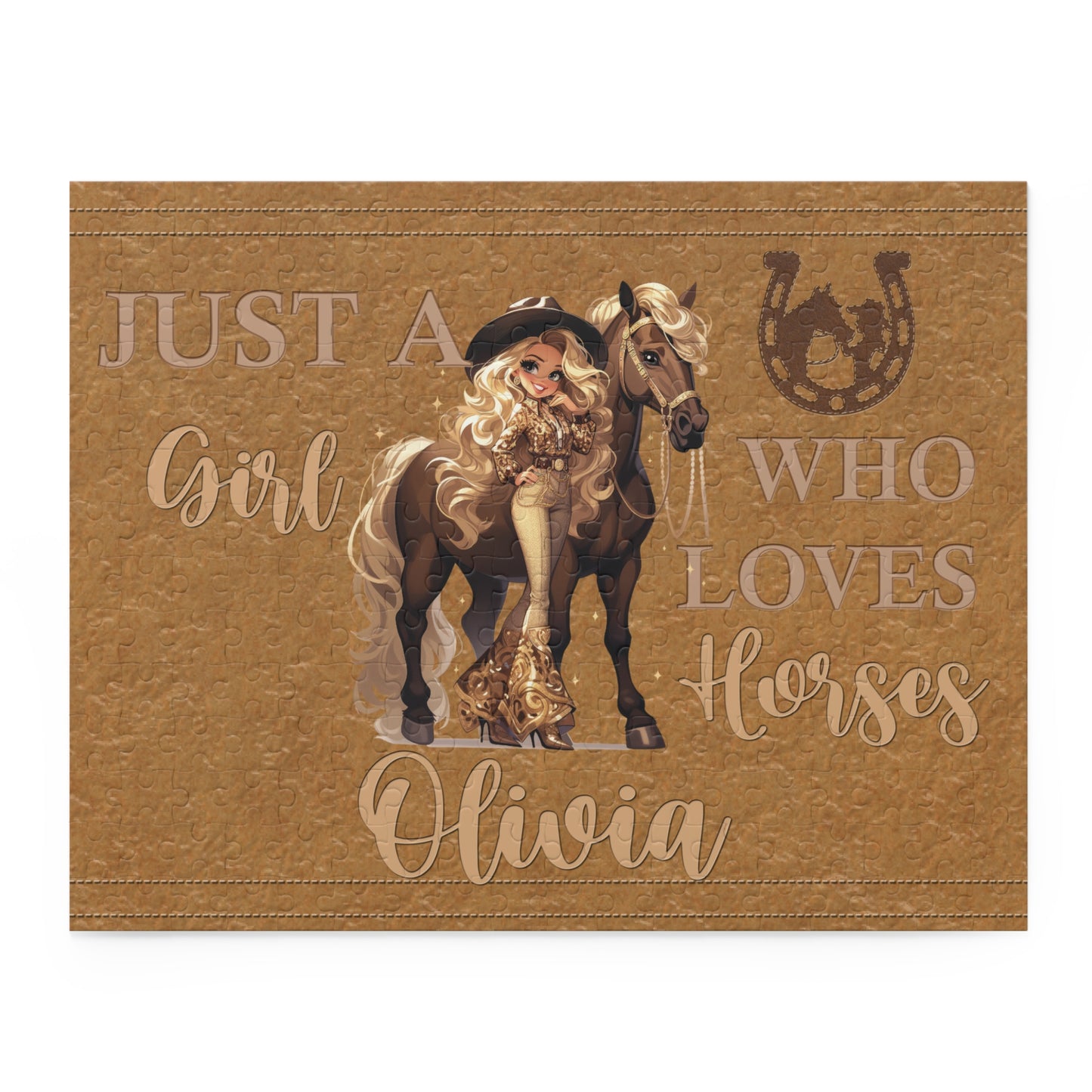 Personalised/Non-Personalised Puzzle, Just a Girl Who Loves Horses (120, 252, 500-Piece)