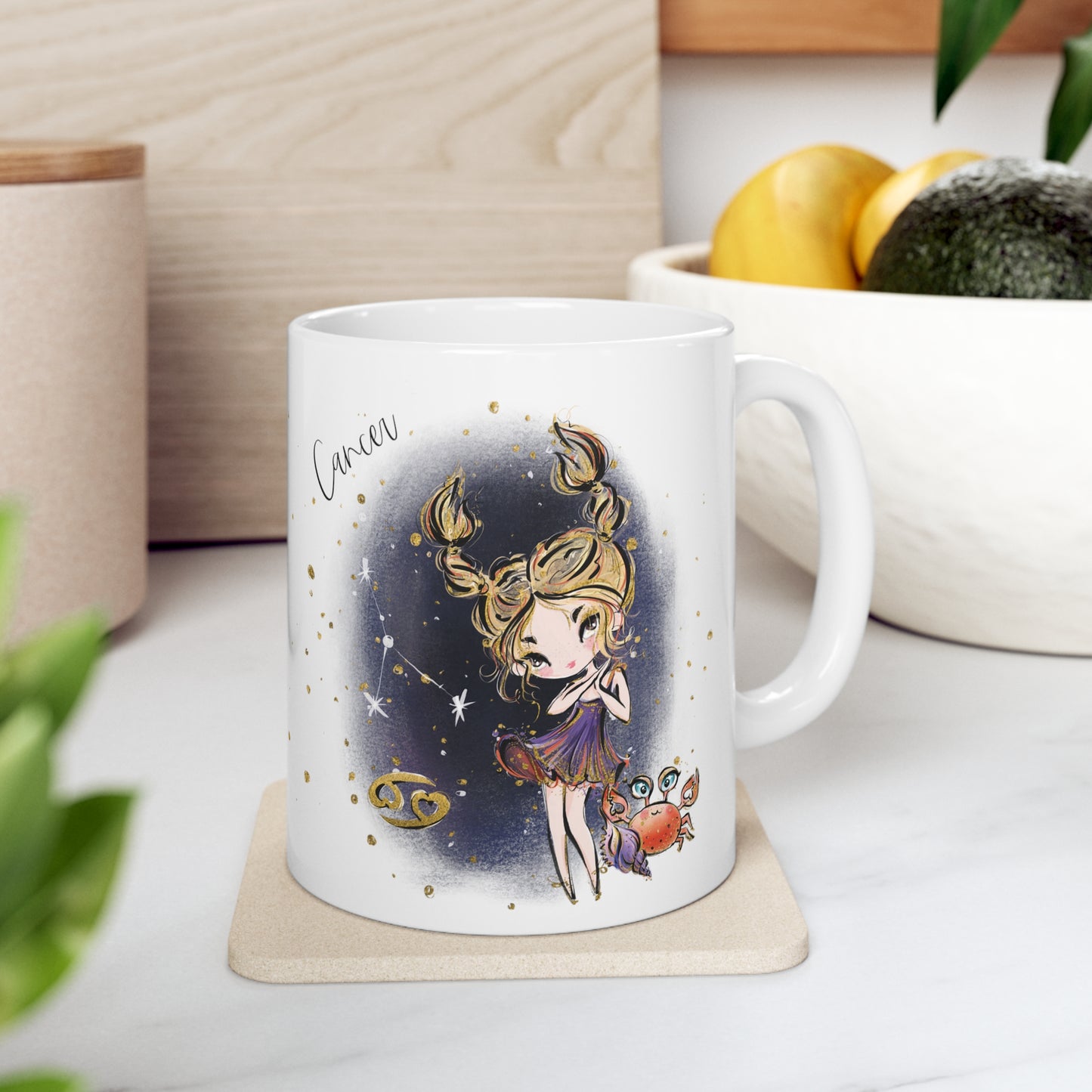 Personalised/Non Personalised Zodiac Sign, Cancer, Ceramic Mug 11oz