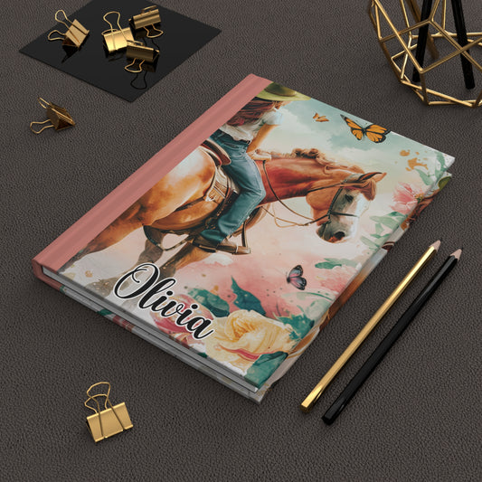 Personalised Hardcover Journal Matte, Country and Western, Cowgirl and Horse, awd-1716