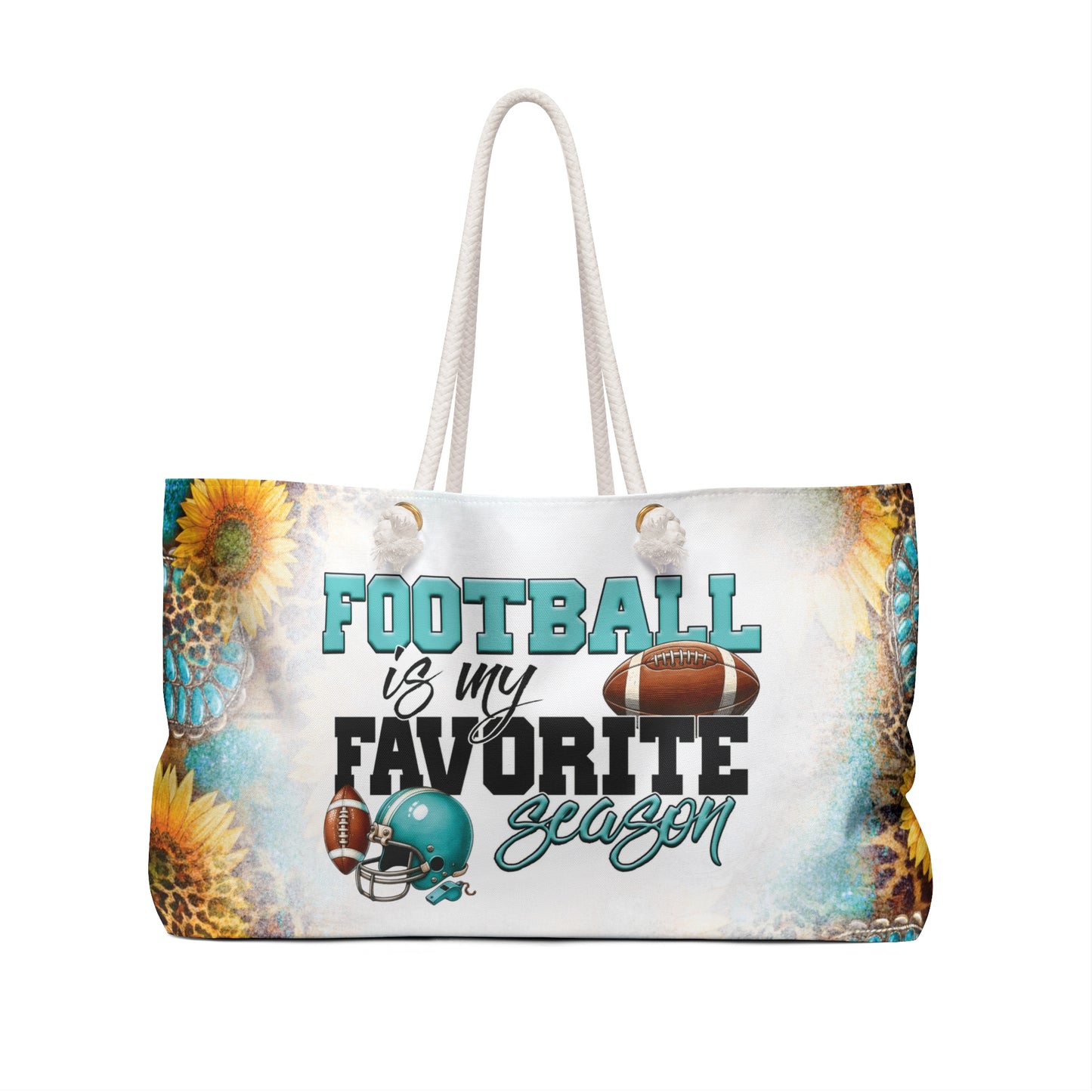 Personalised/Non-Personalised Weekender Bag, Country & Western, Quote, Football is my Favorite Season, Large Weekender Bag, Beach Bag, Book Bag