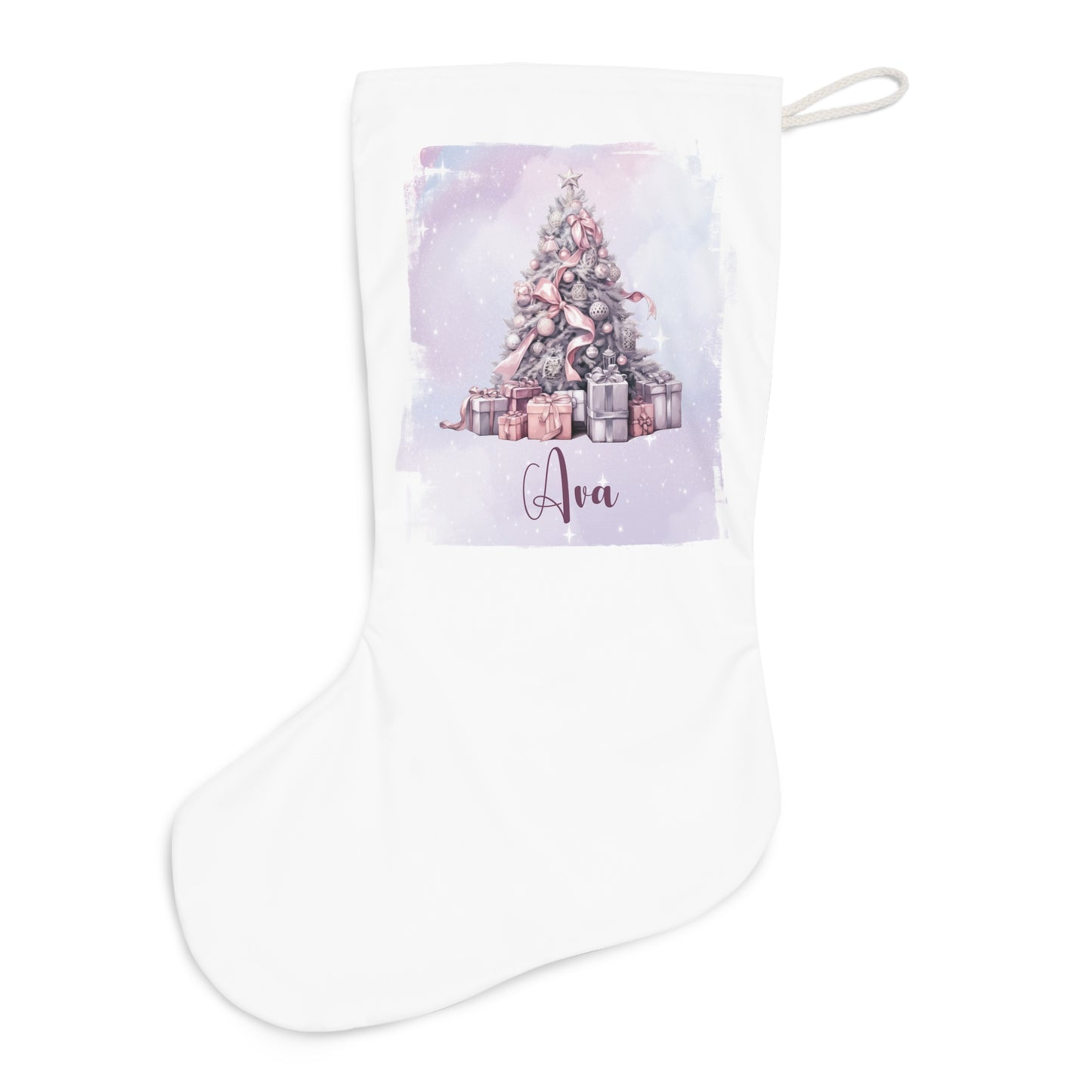 Personalised Santa Stocking, Purple Christmas Tree