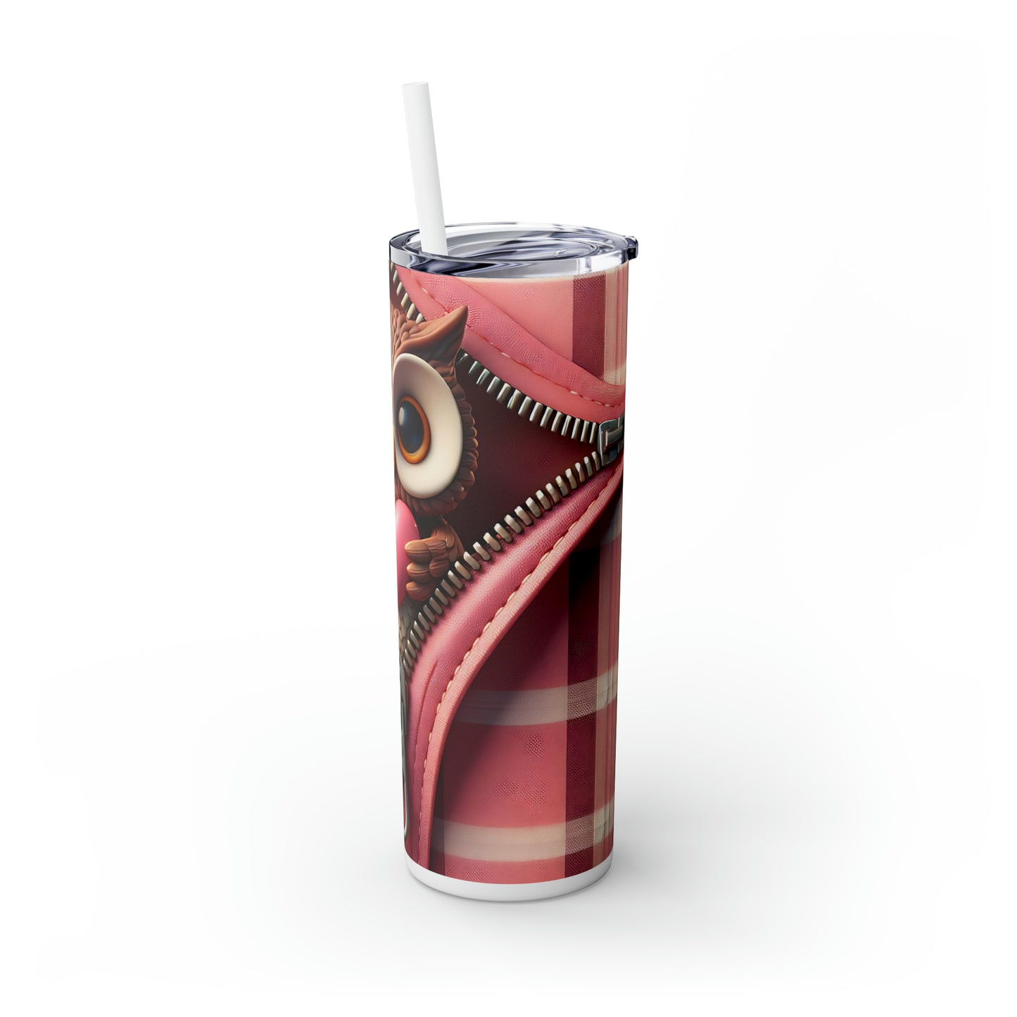 Skinny Tumbler with Straw, 20oz, Owl, Valentines Day