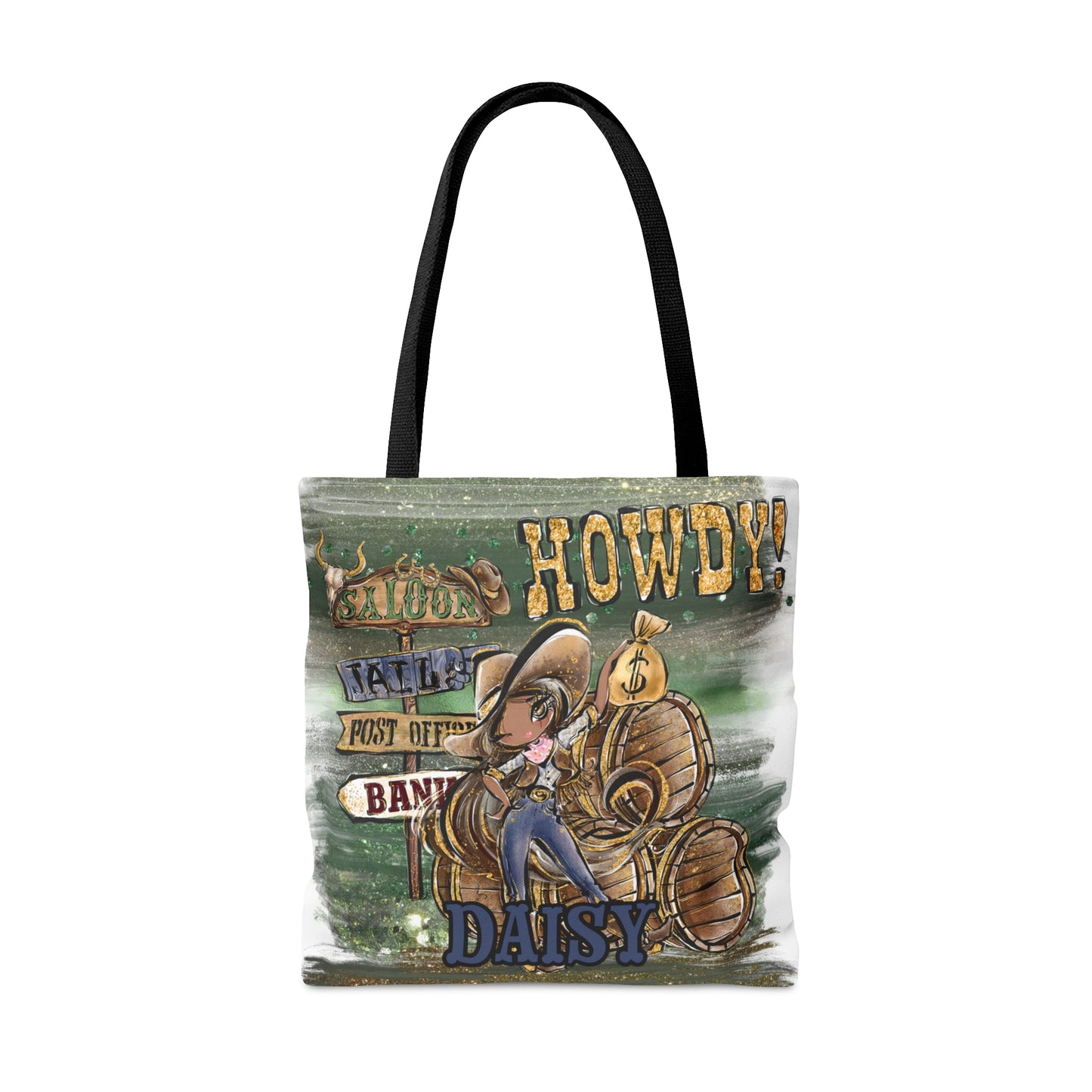 Personalised Tote Bag, Howdy, Brown Hair, Olive Skin, Brown Eyes, Tote bag