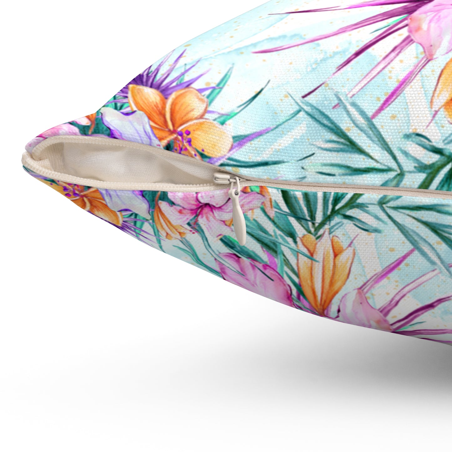 Spun Polyester Square Pillow, Summer Floral Cushion