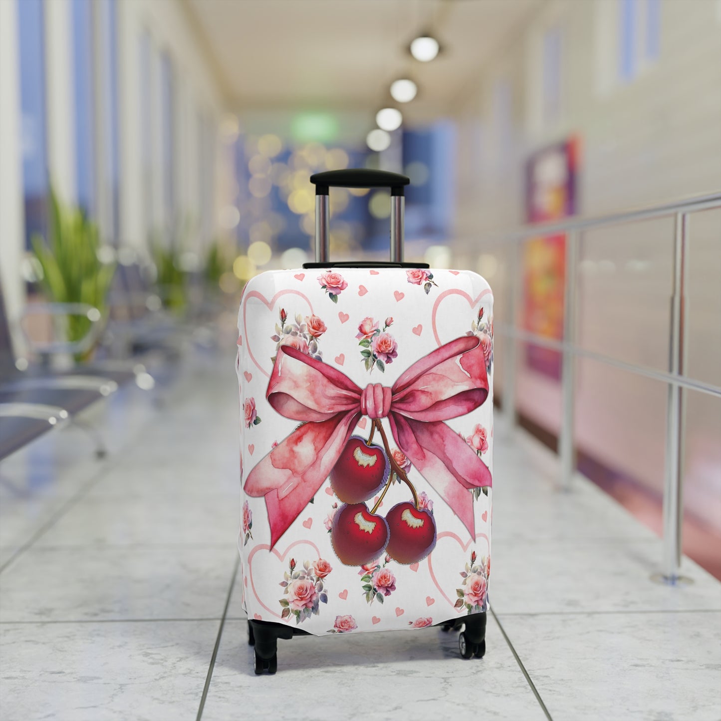 Luggage Cover, Rockabilly, Coquette, Hearts and Roses, Cherries and Ribbon, awd-2519