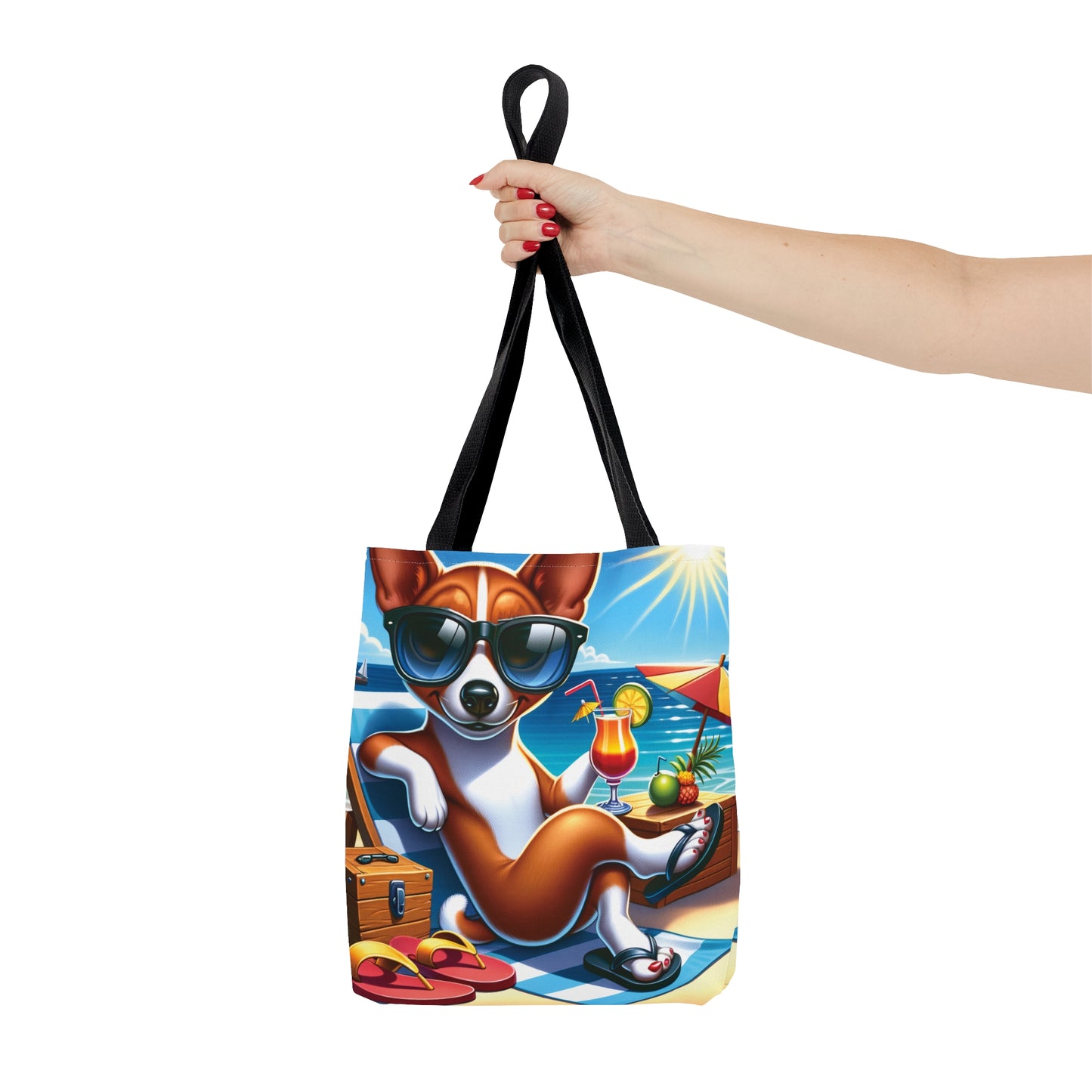 Tote Bag, Dog on Beach, Basenji, Tote bag, awd-1111