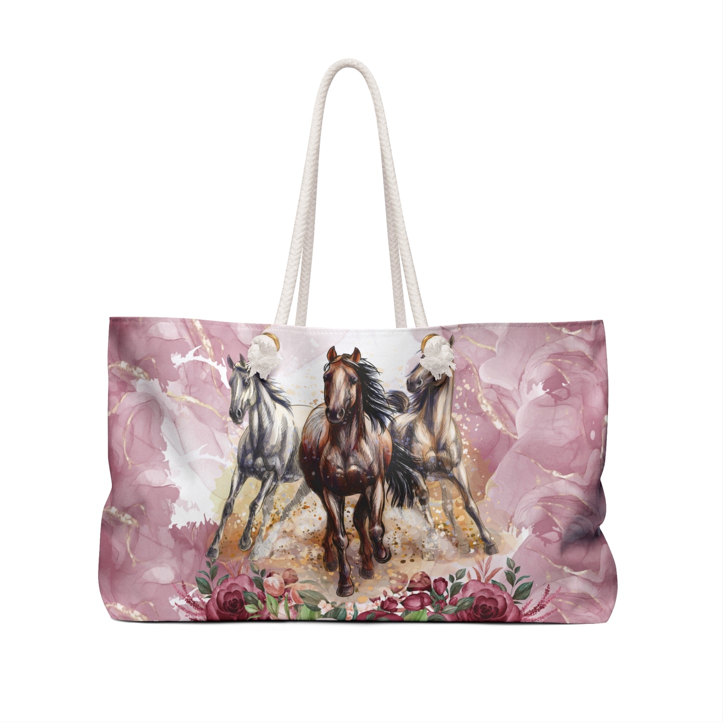 Personalised/Non-Personalised Weekender Bag, Horses, Large Weekender Bag, Beach Bag, Book Bag