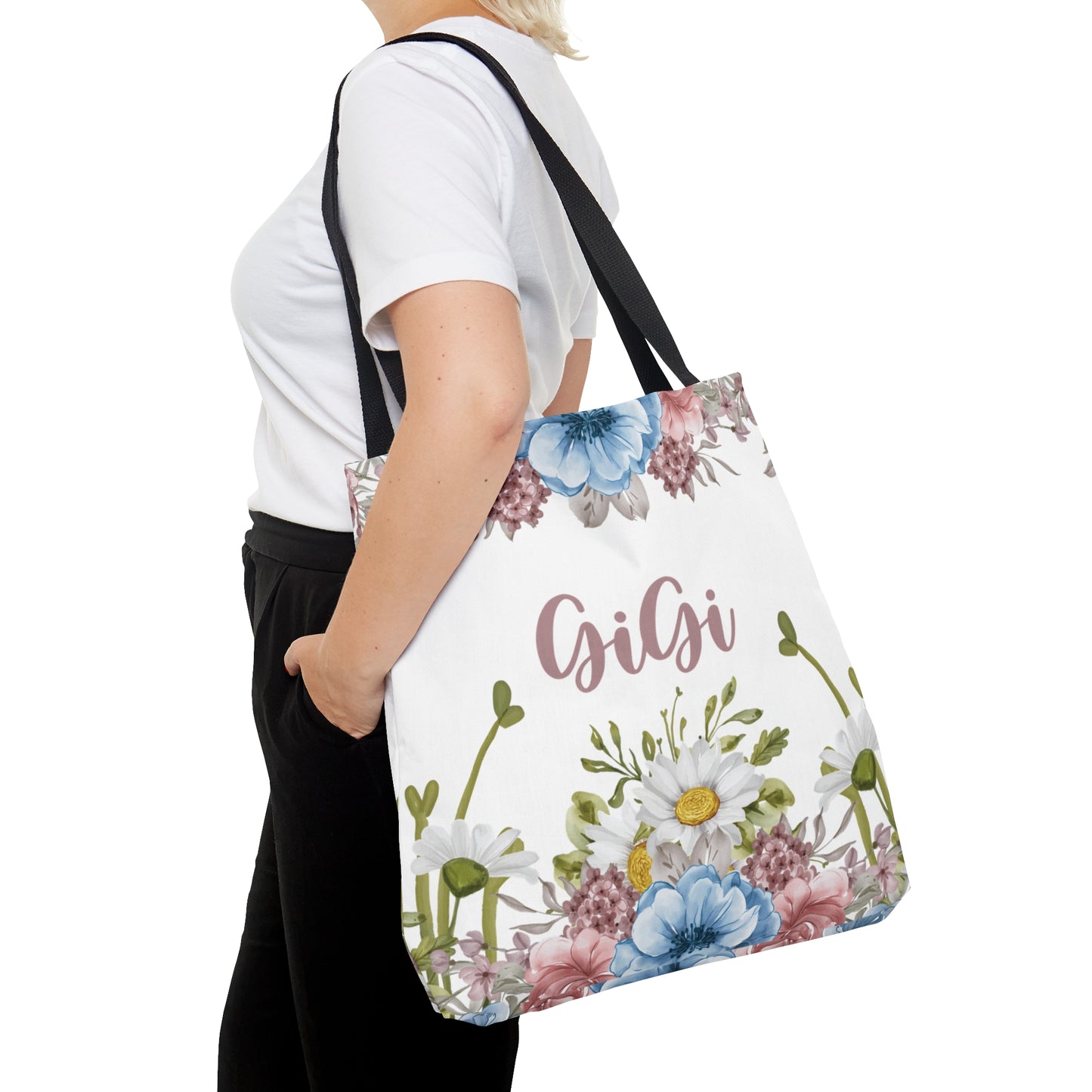 Personalised/Non-Personalised Tote Bag, Floral, GiGi, Tote bag