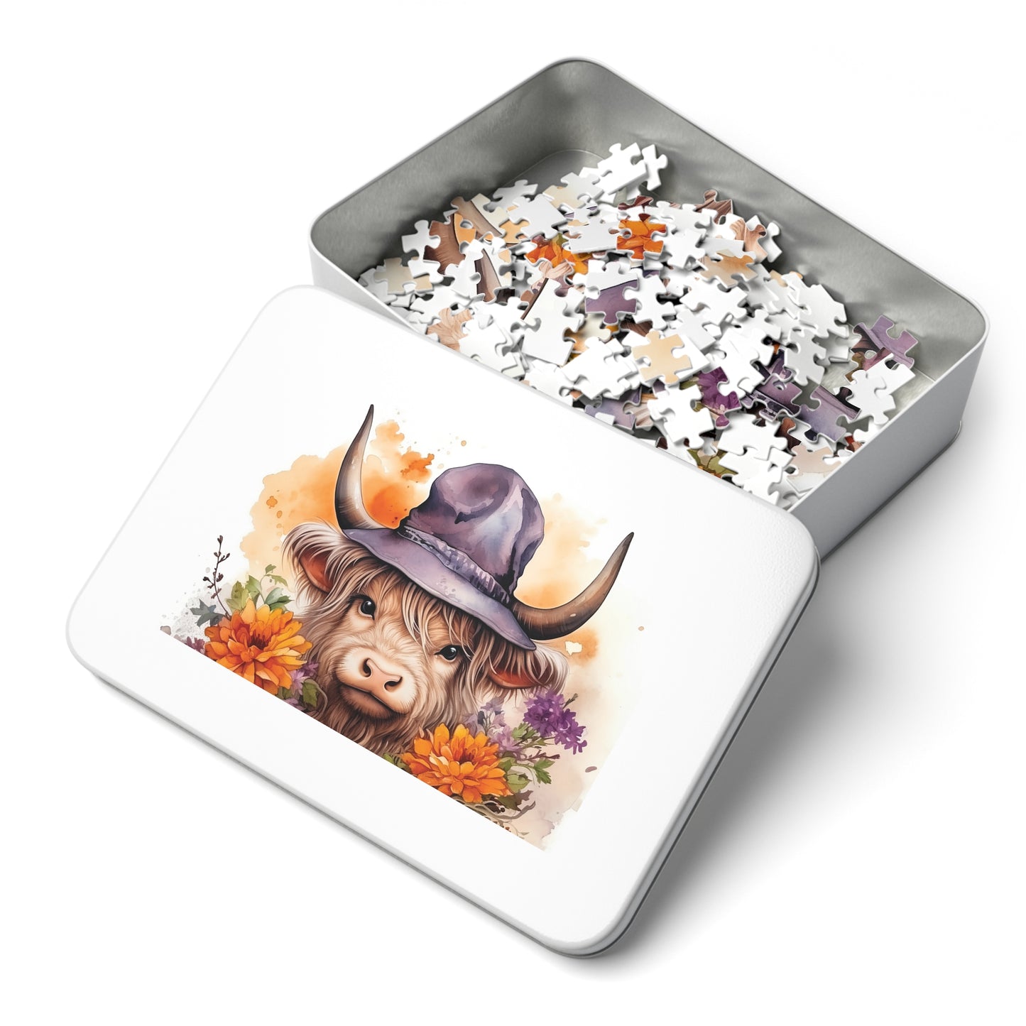 Jigsaw Puzzle, Highland Cow, Personalised/Non-Personalised (30, 110, 252, 500,1000-Piece)