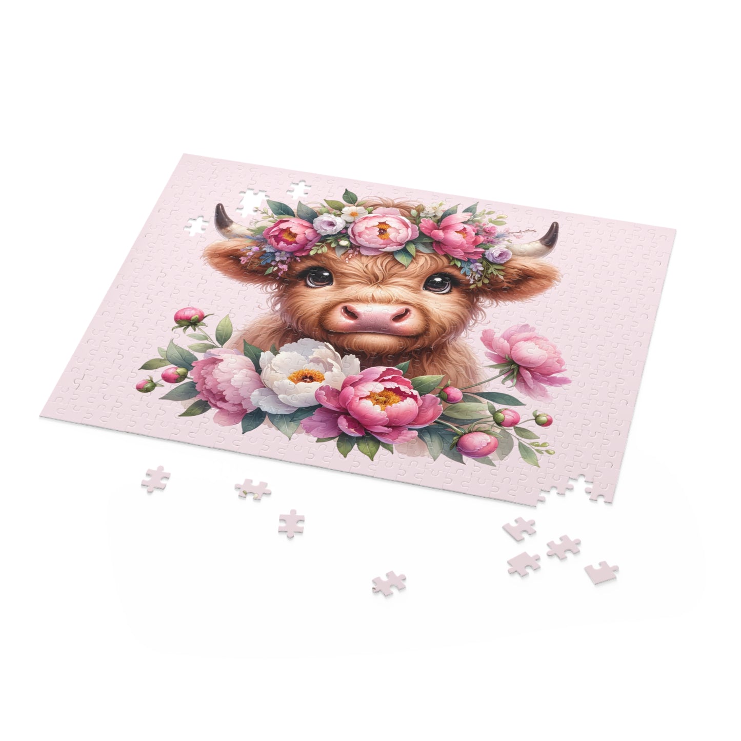 Personalised/Non-Personalised Puzzle, Highland Cow (120, 252, 500-Piece)