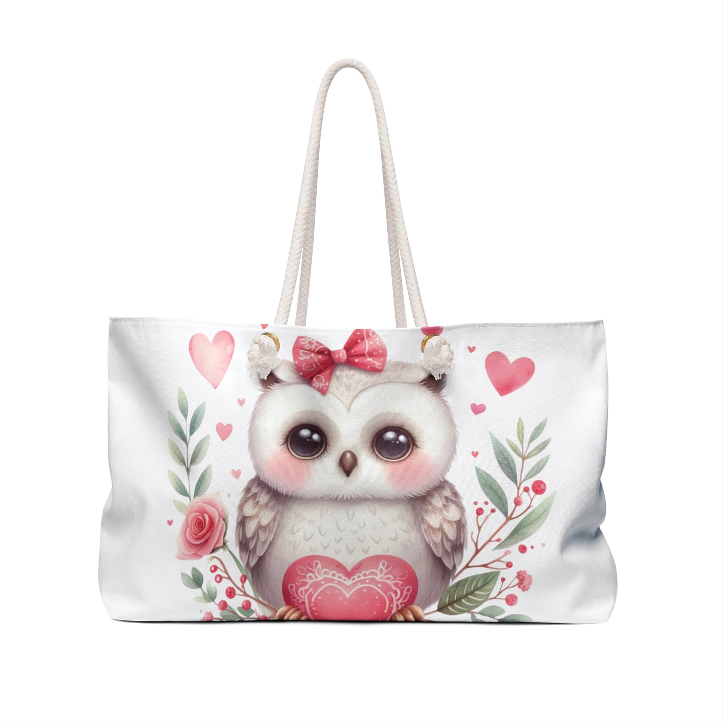 Personalised/Non-Personalised Weekender Bag, Owl, Weekender Bag, Beach Bag, Book Bag