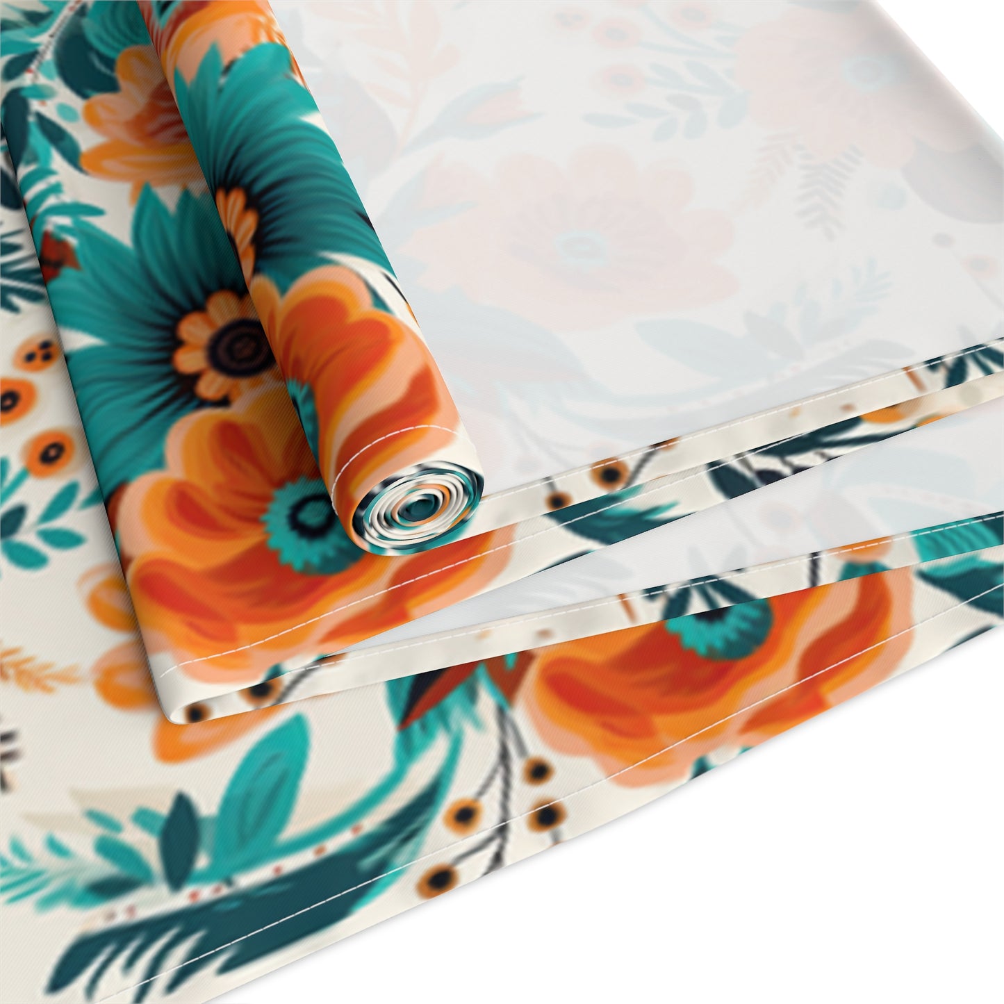 Boho Floral Table Runner, Cotton Twill and Poly Available