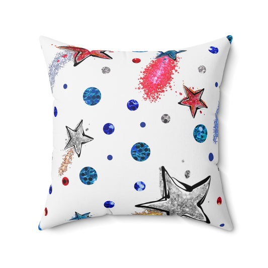 Spun Polyester Square Pillow, Stars Cushion