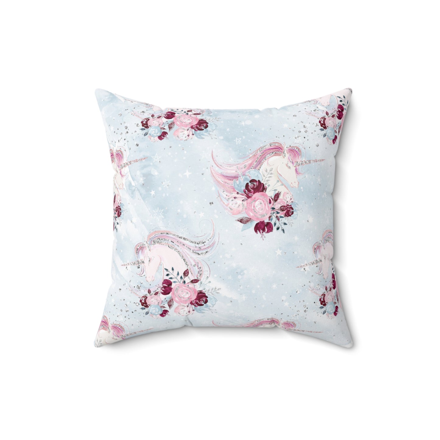 Spun Polyester Square Pillow, Unicorn Cushion