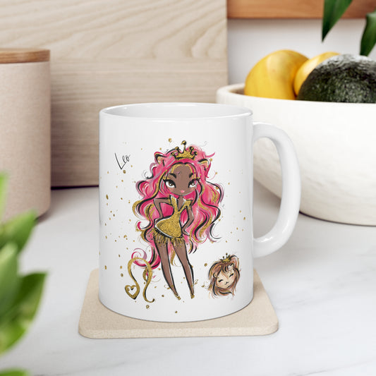 Personalised/Non Personalised Zodiac Sign, Leo, Ceramic Mug 11oz