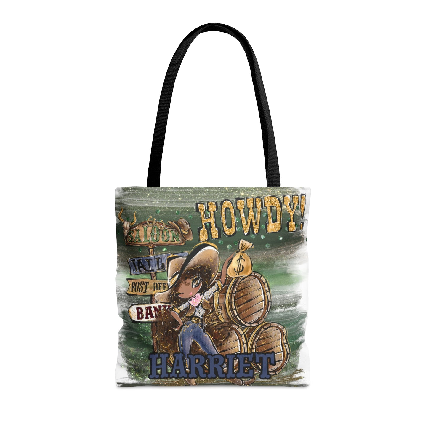 Personalised Tote Bag, Howdy, Brown Curly Hair, Olive Skin, Brown Eyes, Tote bag