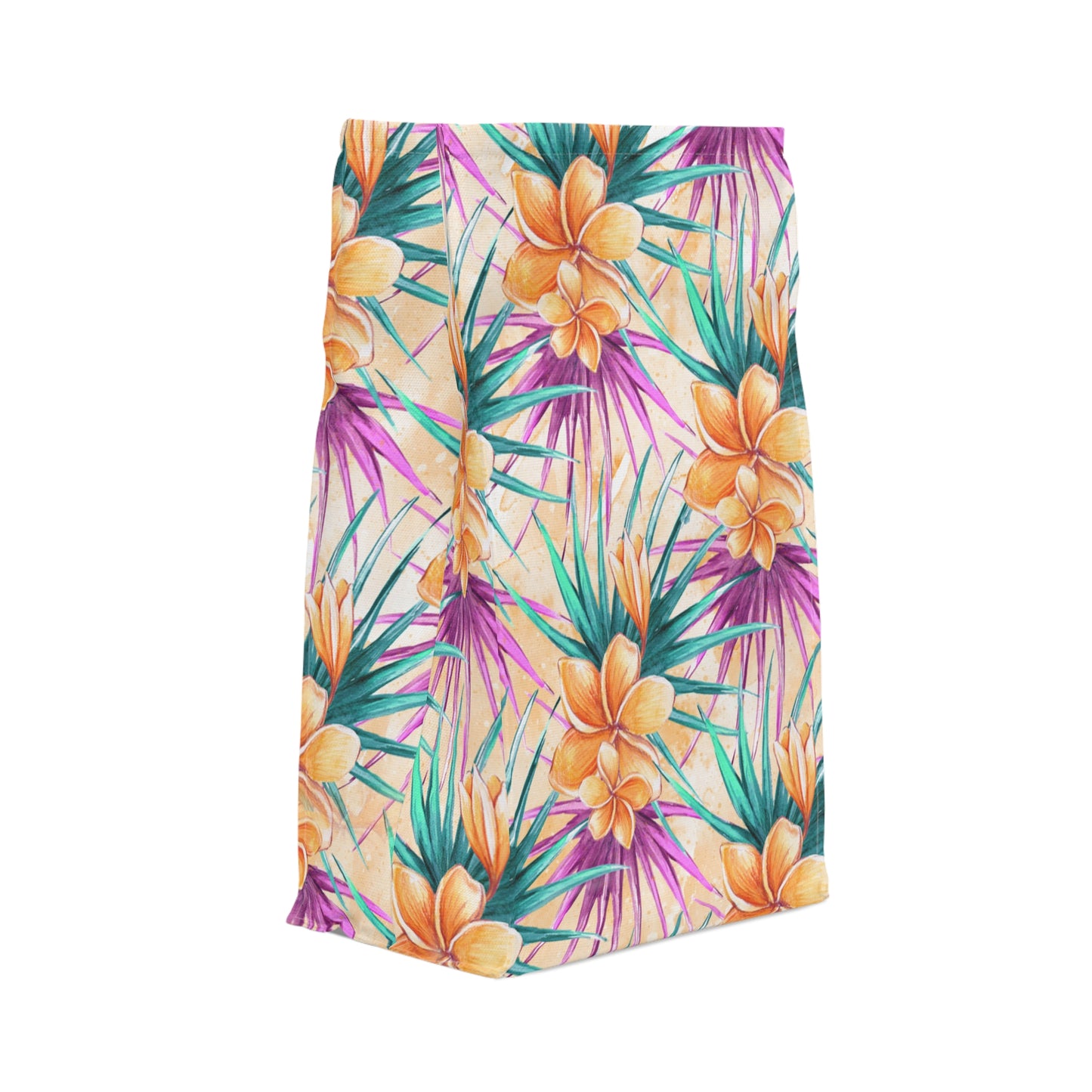 Insulated Lunch Bag Summer Floral Bag Frangipanis, Purple Leaves