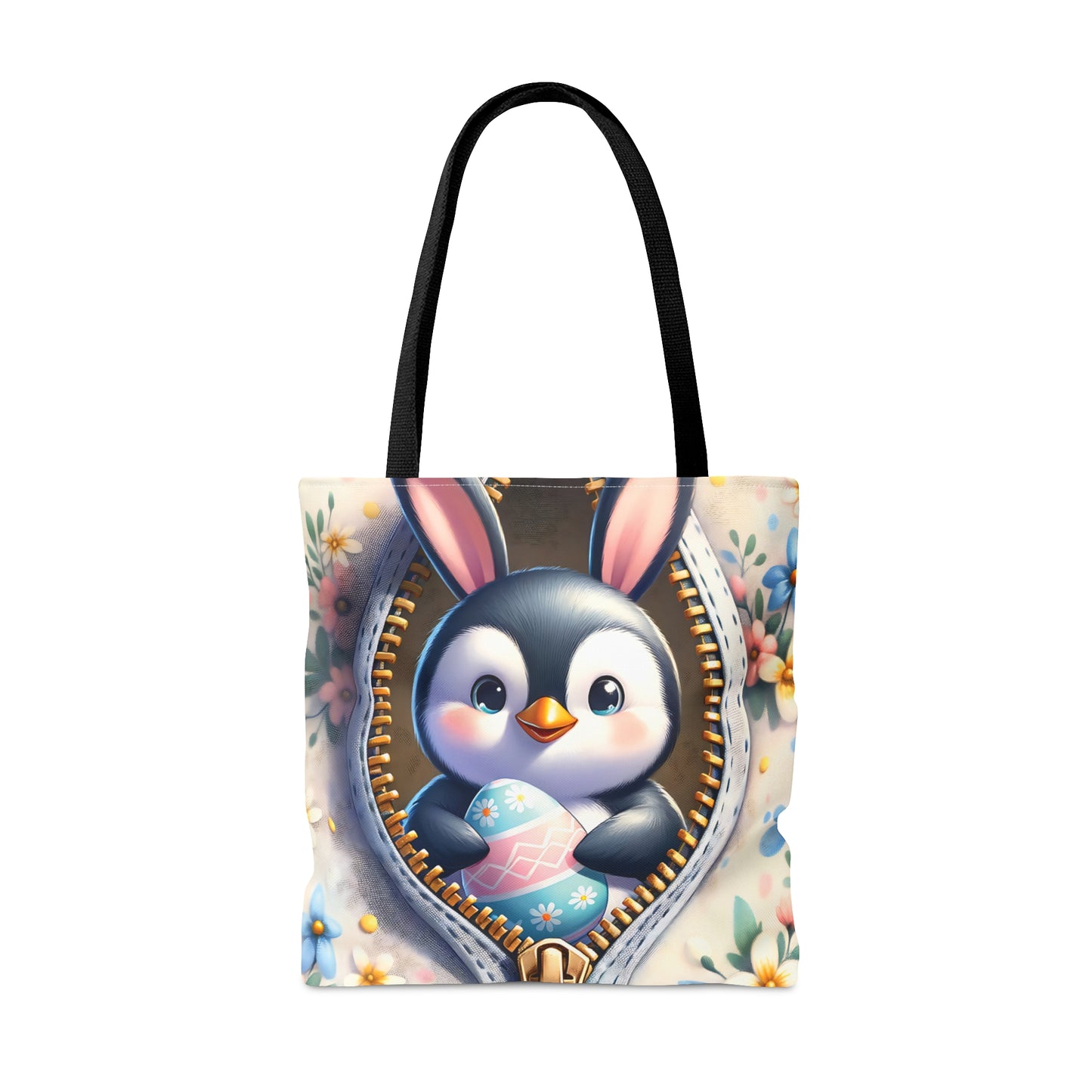 Tote Bag, Easter, Cute Penguin with Bunny Ears, Personalised/Non-Personalised Tote bag