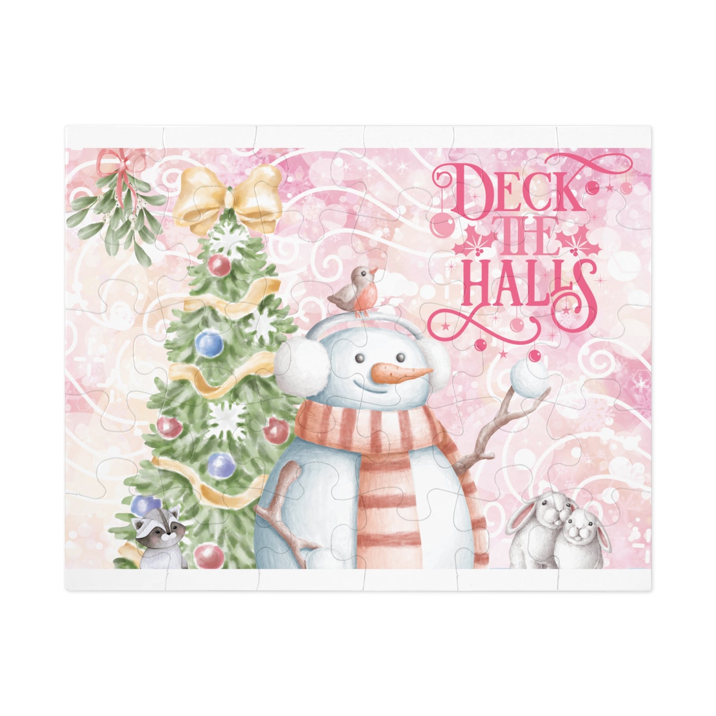 Puzzle, Christmas Snowman, Deck the Halls, Personalised/Non-Personalised (30, 110, 252, 500,1000-Piece)