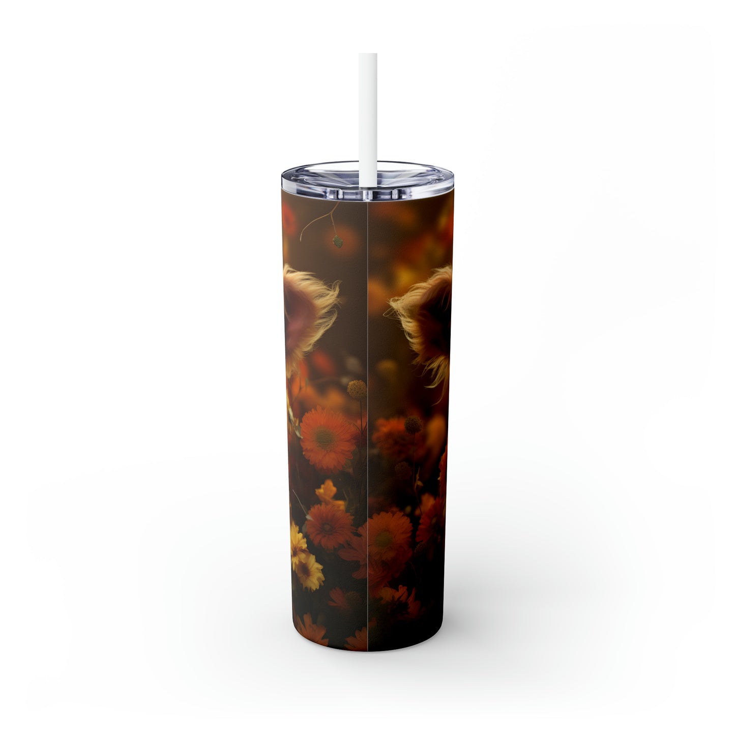 Skinny Tumbler with Straw, 20oz Highlander Cow