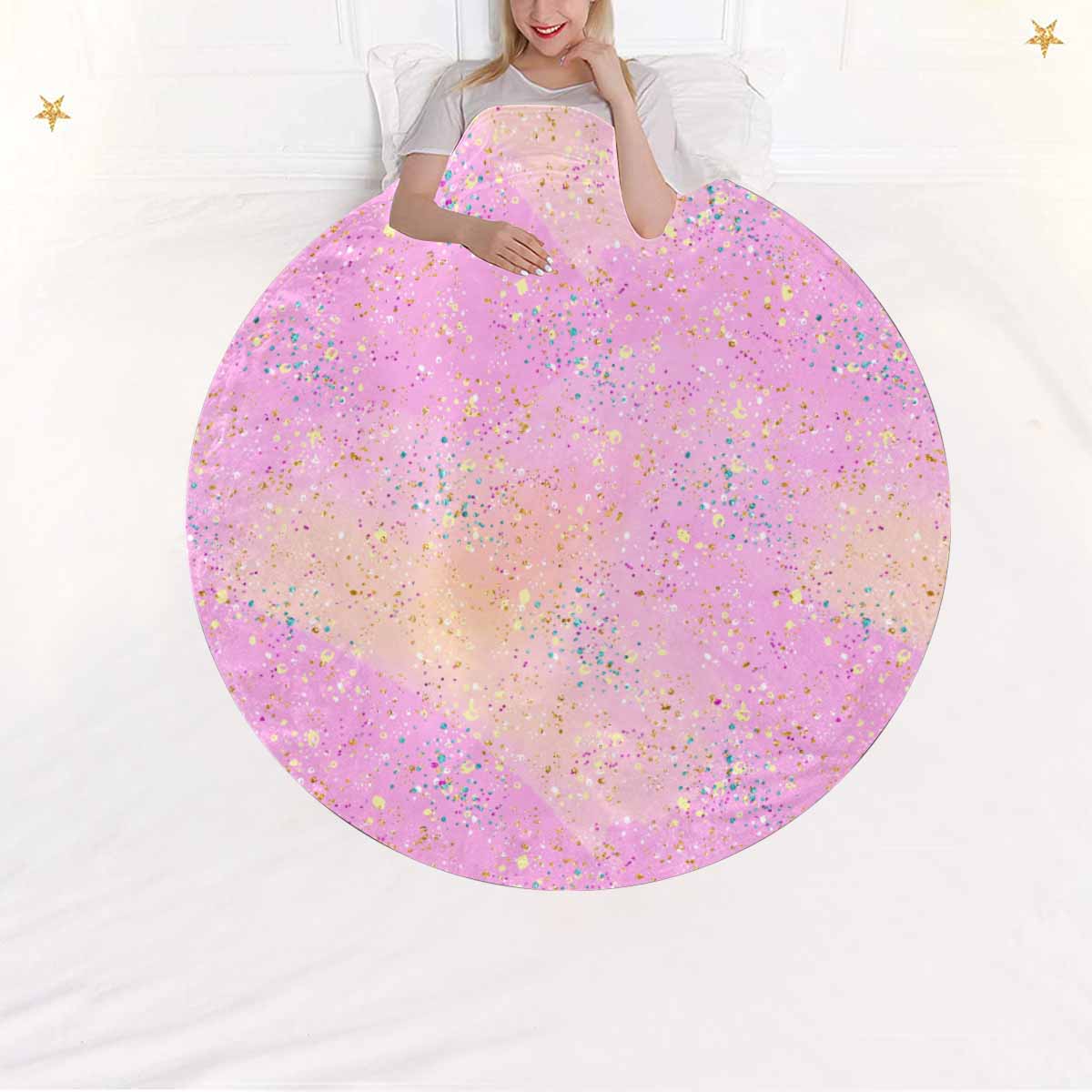 Pink Splash  Circular Micro Fleece Blanket 47"