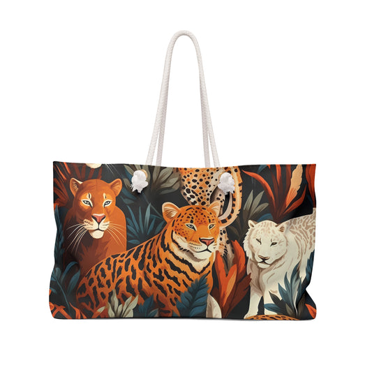 Personalised/Non-Personalised Weekender Bag, Wild Animals, Leopards, Large Weekender Bag, Beach Bag, Book Bag