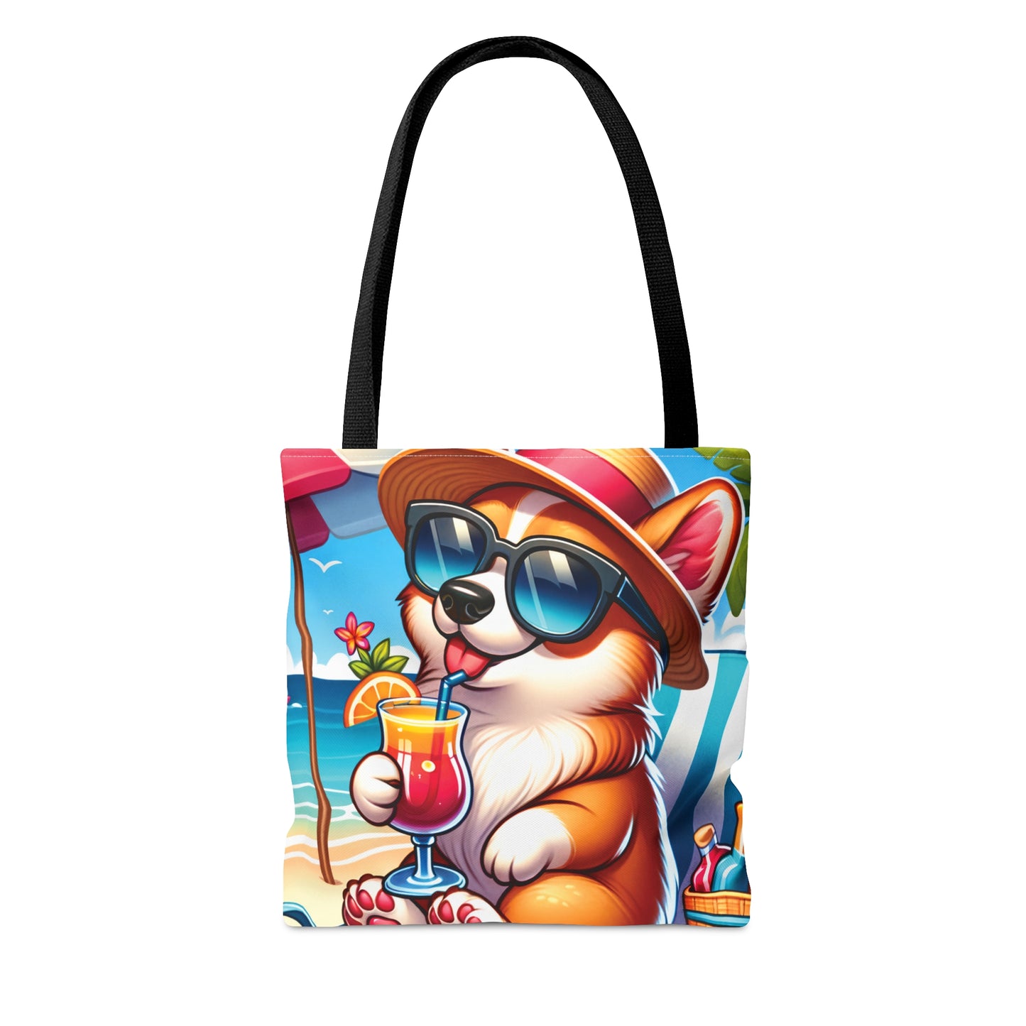 Tote Bag, Dog on Beach, Corgi, Tote bag, awd-1207