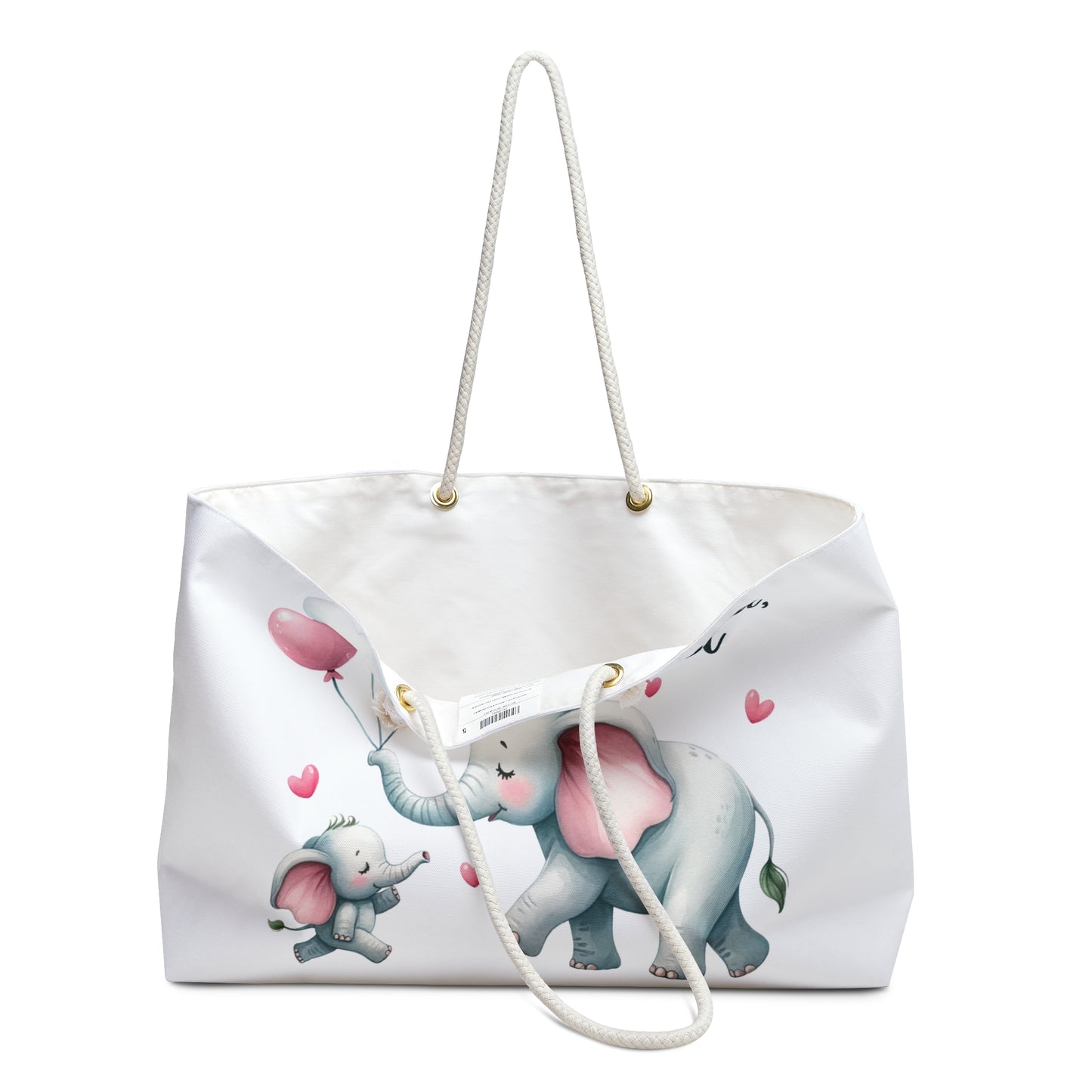 Personalised/Non-Personalised Weekender Bag, Elephant, Large Weekender Bag, Beach Bag, Book Bag