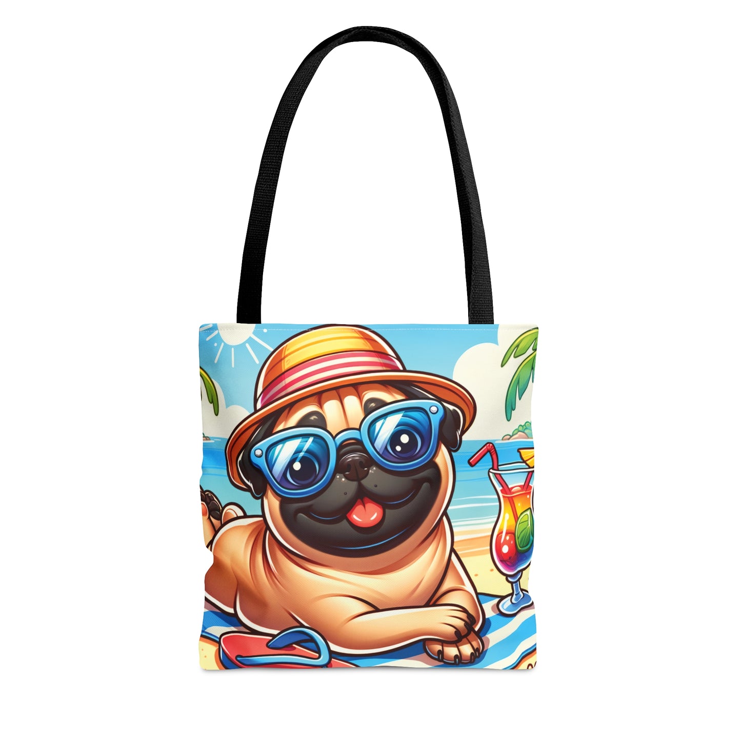 Tote Bag, Dog on Beach,Pug, Tote bag,  awd-1238