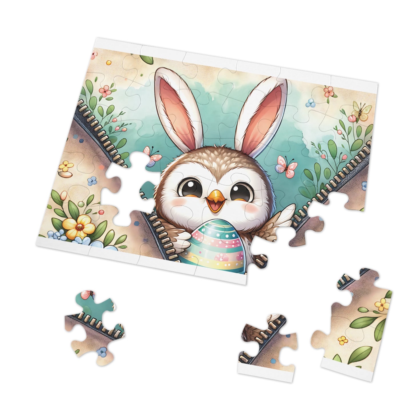 Jigsaw Puzzle, Easter, Owl with Bunny Ears, Personalised/Non-Personalised (30, 110, 252, 500,1000-Piece)