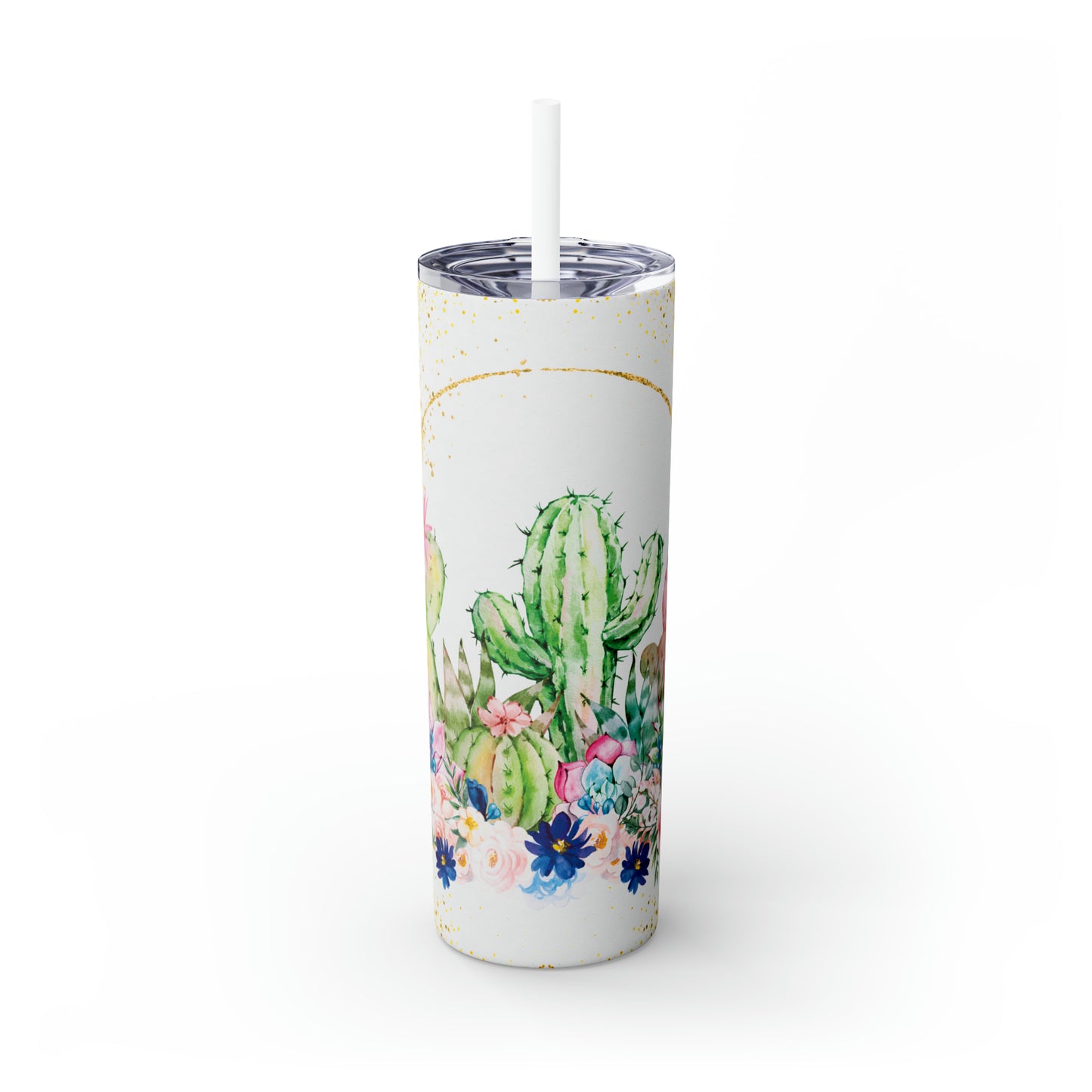 Skinny Tumbler with Straw, 20oz, Cactus