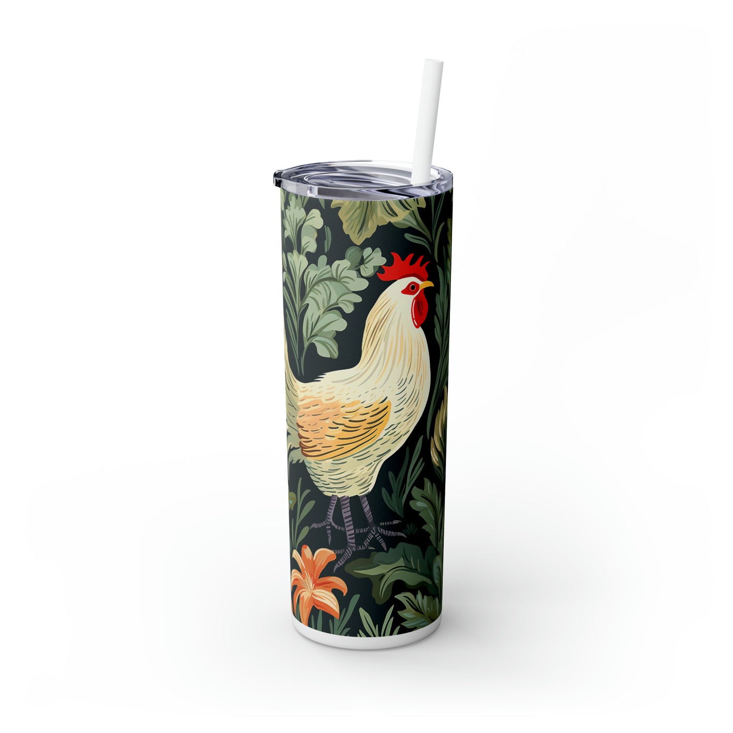 Skinny Tumbler with Straw, 20oz, Rooster