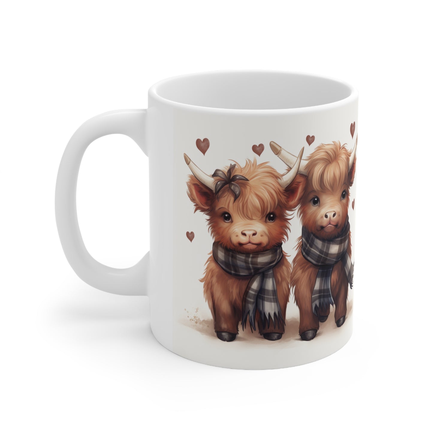 Personalised/Non Personalised Highland Cow, Ceramic Mug 11oz, Highland Cow Mug