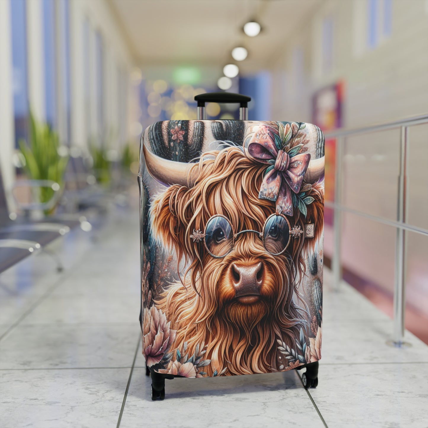 Luggage Cover, Highland Cow, Cactus, awd-1420