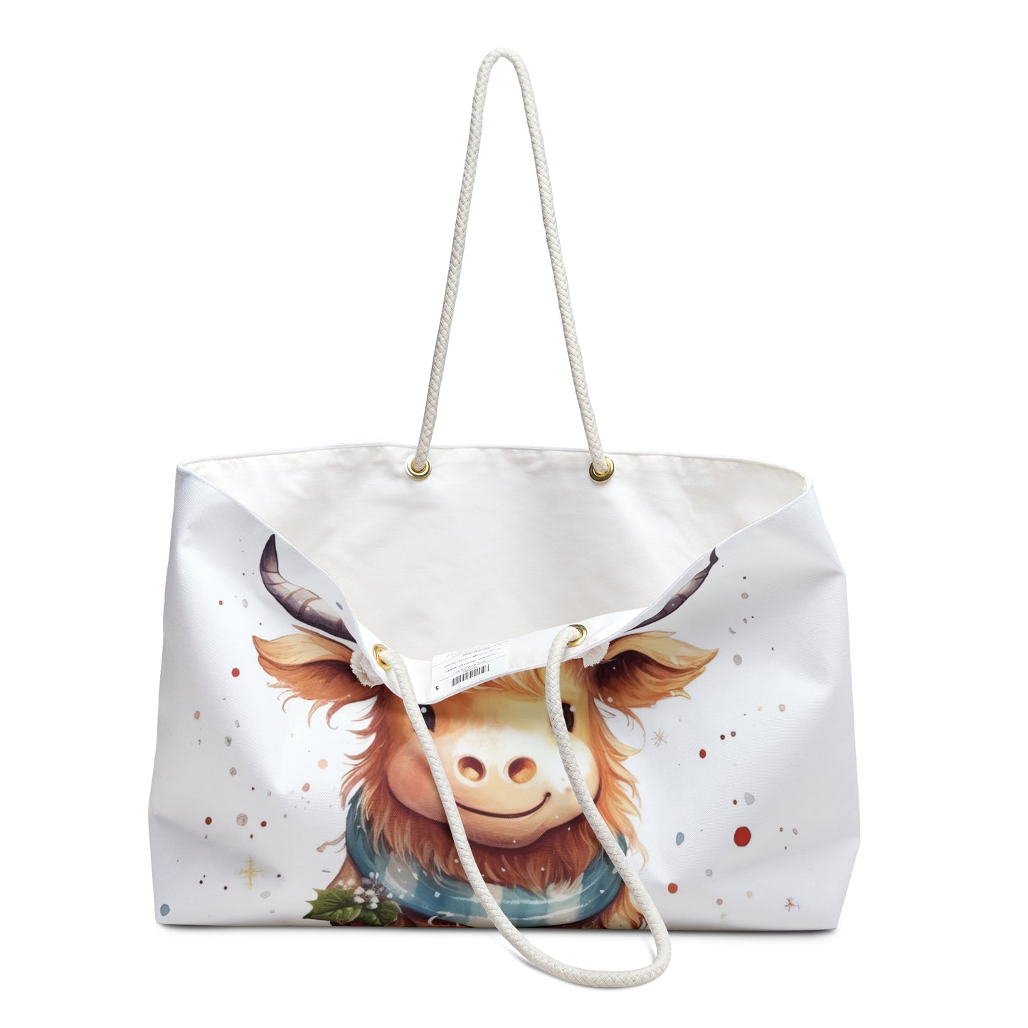 Personalised/Non-Personalised Weekender Bag, Highland Cow, Large Weekender Bag, Beach Bag, Book Bag