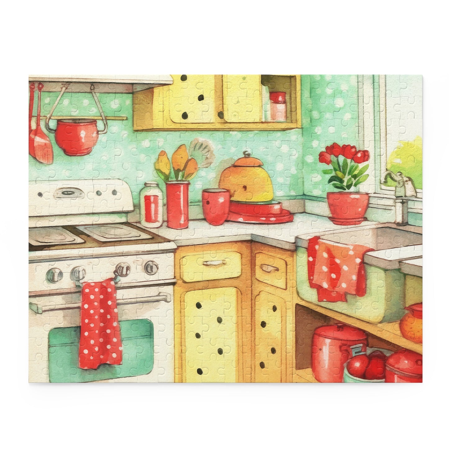 Personalised/Non-Personalised Puzzle, 1950's Kitchen (120, 252, 500-Piece)