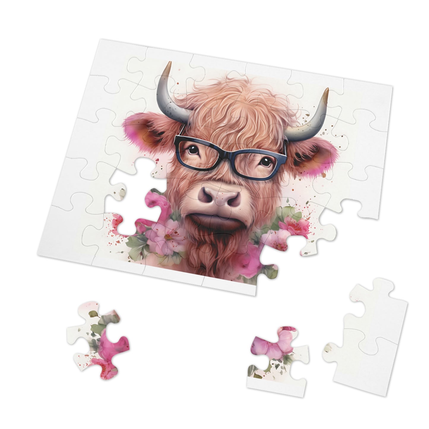 Jigsaw Puzzle, Highland Cow, Personalised/Non-Personalised (30, 110, 252, 500,1000-Piece)