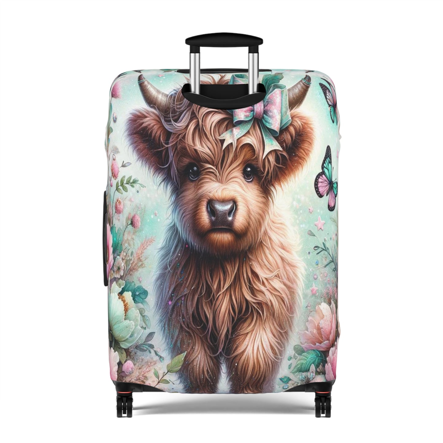 Luggage Cover, Highland Cow, Floral and Butterflies, awd-1418