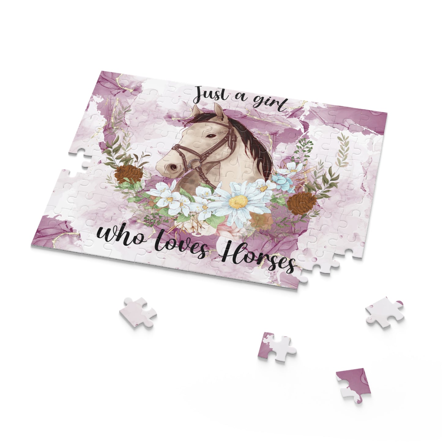 Personalised/Non-Personalised Puzzle, Just a Girl Who Loves Horses (120, 252, 500-Piece)