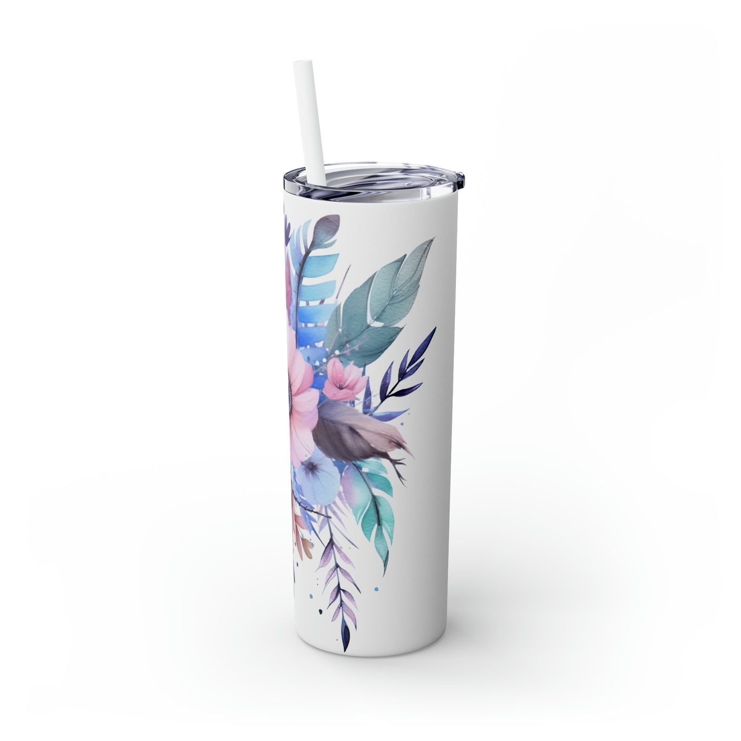 Skinny Tumbler with Straw, 20oz, Boho Floral