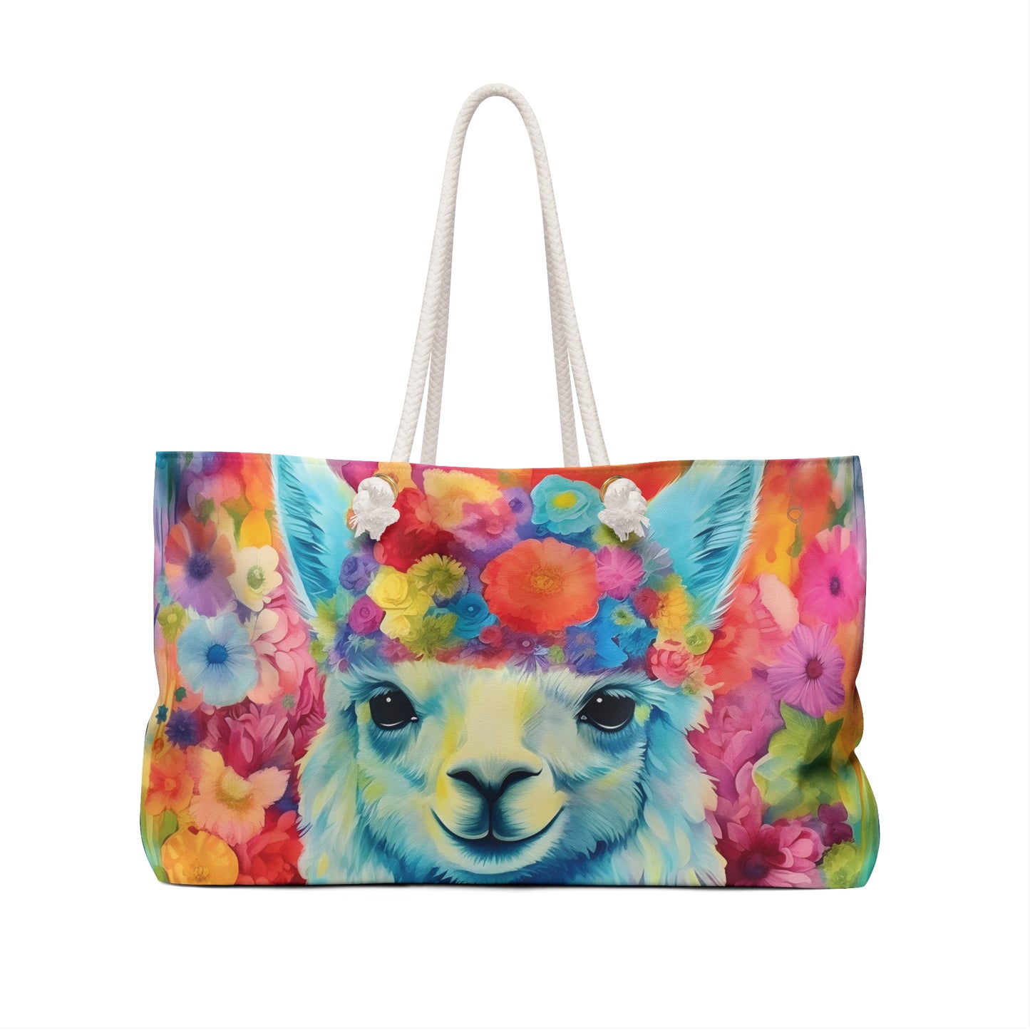 Personalised/Non-Personalised Weekender Bag, Llama, Large Weekender Bag, Beach Bag, Book Bag