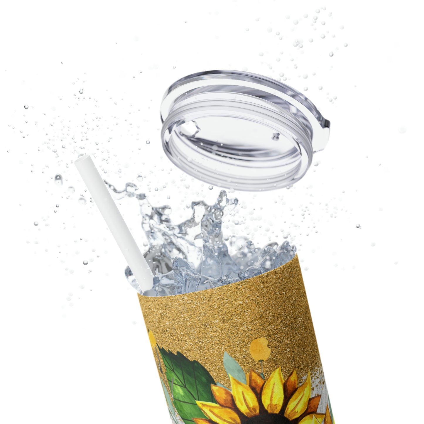 Skinny Tumbler with Straw, 20oz, Sunflower