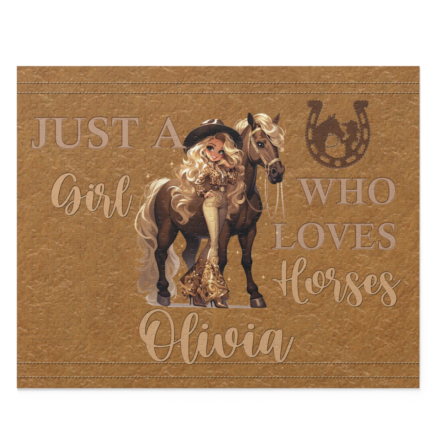 Personalised/Non-Personalised Puzzle, Just a Girl Who Loves Horses (120, 252, 500-Piece)